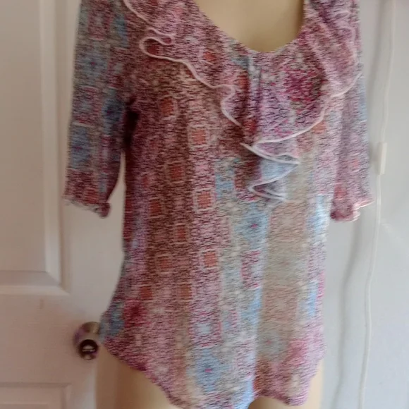 Perseption Pink and Blue Patterned Blouse - Picture 6 of 9